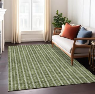 Piper Looms Chantille Stripes ACN929 Olive Machine Washable Area Rug Lifestyle Image Feature