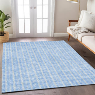 Piper Looms Chantille Stripes ACN929 Sky Machine Washable Area Rug Lifestyle Image Feature
