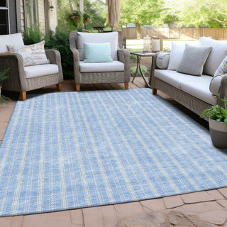 Piper Looms Chantille Stripes ACN929 Sky Machine Washable Area Rug Outdoor Lifestyle Image Feature