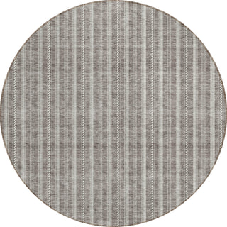 Piper Looms Chantille Stripes ACN929 Taupe Machine Washable Area Rug Round Main Image
