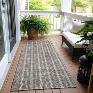 Piper Looms Chantille Stripes ACN929 Taupe Machine Washable Area Rug Runner Outdoor Lifestyle Image Feature