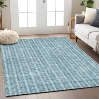 Piper Looms Chantille Stripes ACN929 Teal Machine Washable Area Rug Lifestyle Image Feature