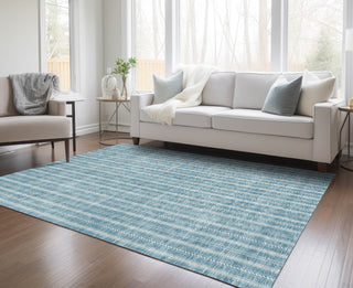 Piper Looms Chantille Stripes ACN929 Teal Machine Washable Area Rug Lifestyle Image Feature