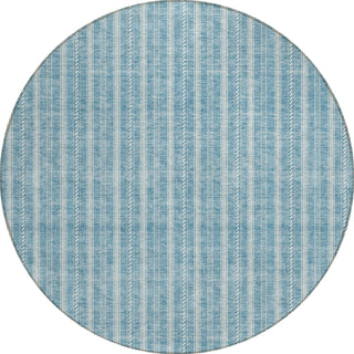 Piper Looms Chantille Stripes ACN929 Teal Machine Washable Area Rug Round Main Image