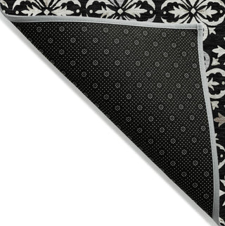 Piper Looms Chantille Floral ACN930 Black Machine Washable Area Rug Backing Image