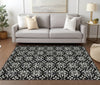 Piper Looms Chantille Floral ACN930 Black Machine Washable Area Rug Lifestyle Image Feature