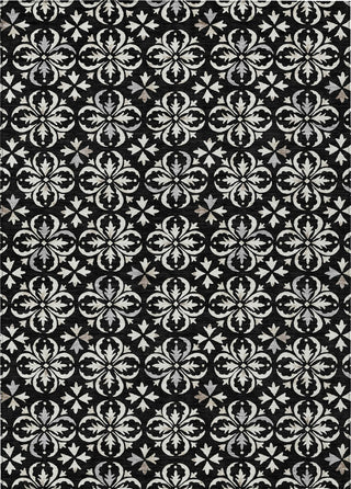 Piper Looms Chantille Floral ACN930 Black Machine Washable Area Rug main image