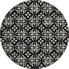 Piper Looms Chantille Floral ACN930 Black Machine Washable Area Rug Round Main Image