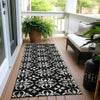 Piper Looms Chantille Floral ACN930 Black Machine Washable Area Rug Runner Outdoor Lifestyle Image Feature