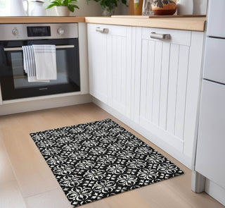 Piper Looms Chantille Floral ACN930 Black Machine Washable Area Rug Scatter Lifestyle Image Feature