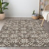 Piper Looms Chantille Floral ACN930 Brown Machine Washable Area Rug Lifestyle Image Feature