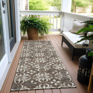 Piper Looms Chantille Floral ACN930 Brown Machine Washable Area Rug Runner Outdoor Lifestyle Image Feature
