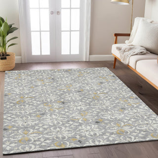 Piper Looms Chantille Floral ACN930 Gray Machine Washable Area Rug Lifestyle Image Feature