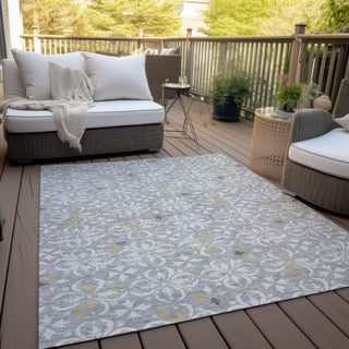 Piper Looms Chantille Floral ACN930 Gray Machine Washable Area Rug Outdoor Lifestyle Image Feature