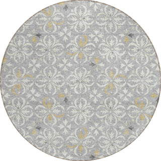 Piper Looms Chantille Floral ACN930 Gray Machine Washable Area Rug Round Main Image