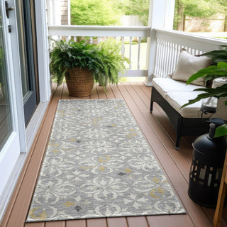 Piper Looms Chantille Floral ACN930 Gray Machine Washable Area Rug Runner Outdoor Lifestyle Image Feature