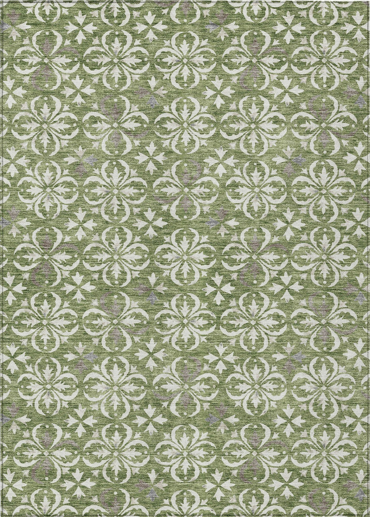 Piper Looms Chantille Floral ACN930 Green Machine Washable Area Rug main image