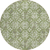 Piper Looms Chantille Floral ACN930 Green Machine Washable Area Rug Round Main Image