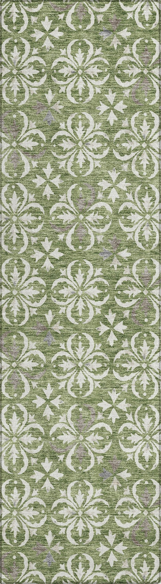 Piper Looms Chantille Floral ACN930 Green Machine Washable Area Rug Runner Main Image