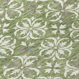Piper Looms Chantille Floral ACN930 Green Machine Washable Area Rug Swatch Image