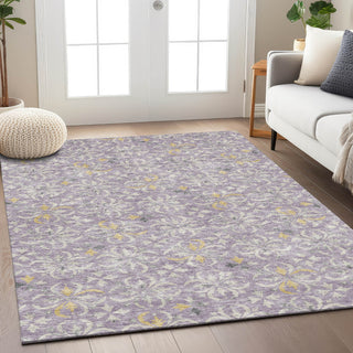 Piper Looms Chantille Floral ACN930 Lavender Machine Washable Area Rug Lifestyle Image Feature