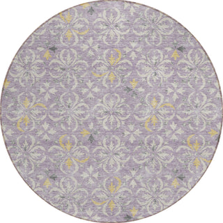 Piper Looms Chantille Floral ACN930 Lavender Machine Washable Area Rug Round Main Image
