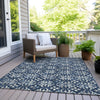 Piper Looms Chantille Floral ACN930 Navy Machine Washable Area Rug Outdoor Lifestyle Image Feature