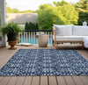 Piper Looms Chantille Floral ACN930 Navy Machine Washable Area Rug Outdoor Lifestyle Image Feature