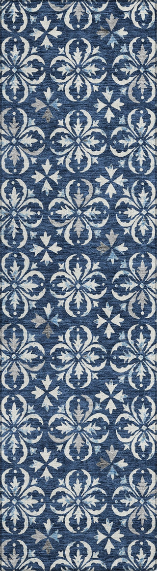 Piper Looms Chantille Floral ACN930 Navy Machine Washable Area Rug Runner Main Image