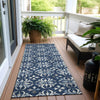 Piper Looms Chantille Floral ACN930 Navy Machine Washable Area Rug Runner Outdoor Lifestyle Image Feature