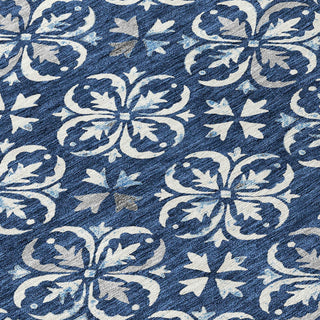 Piper Looms Chantille Floral ACN930 Navy Machine Washable Area Rug Swatch Image