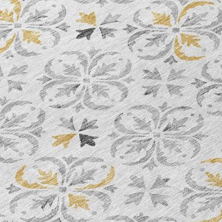 Piper Looms Chantille Floral ACN930 Silver Machine Washable Area Rug Swatch Image