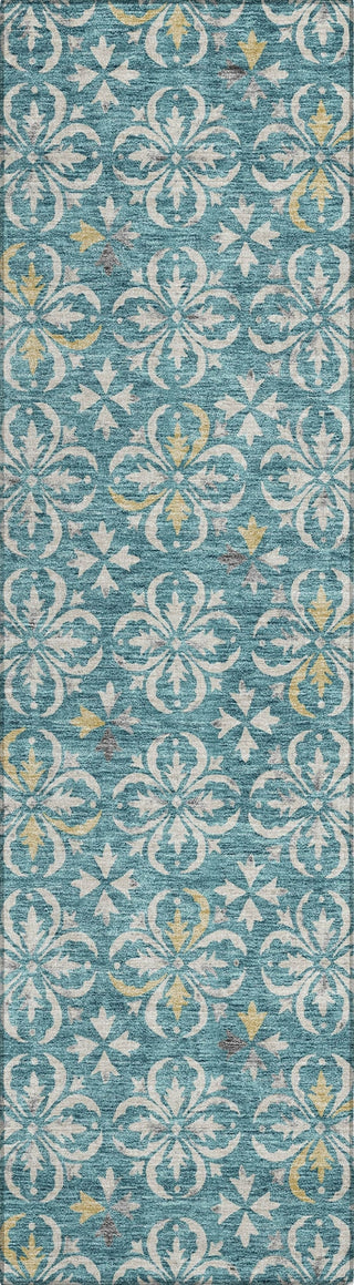 Piper Looms Chantille Floral ACN930 Teal Machine Washable Area Rug Runner Main Image