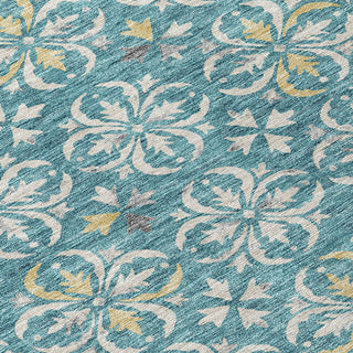 Piper Looms Chantille Floral ACN930 Teal Machine Washable Area Rug Swatch Image