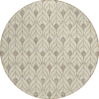 Piper Looms Chantille Geometric ACN931 Beige Machine Washable Area Rug Round Main Image