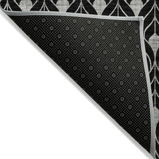Piper Looms Chantille Geometric ACN931 Black Machine Washable Area Rug Backing Image