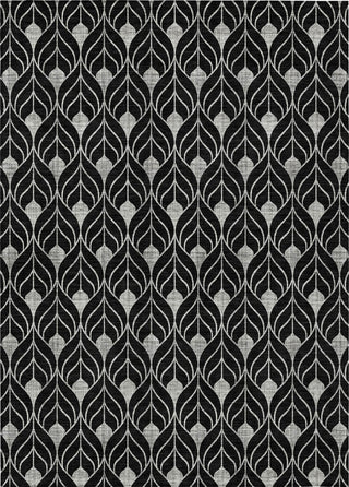Piper Looms Chantille Geometric ACN931 Black Machine Washable Area Rug main image