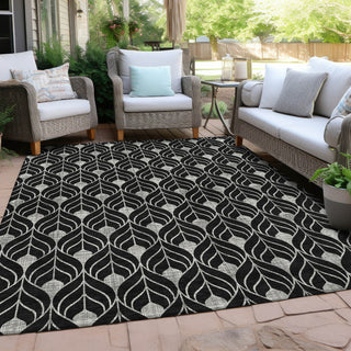 Piper Looms Chantille Geometric ACN931 Black Machine Washable Area Rug Outdoor Lifestyle Image Feature
