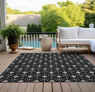 Piper Looms Chantille Geometric ACN931 Black Machine Washable Area Rug Outdoor Lifestyle Image Feature