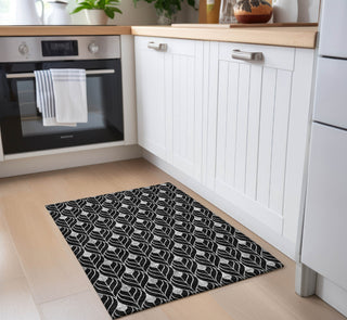 Piper Looms Chantille Geometric ACN931 Black Machine Washable Area Rug Scatter Lifestyle Image Feature
