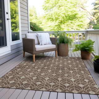 Piper Looms Chantille Geometric ACN931 Brown Machine Washable Area Rug Outdoor Lifestyle Image Feature