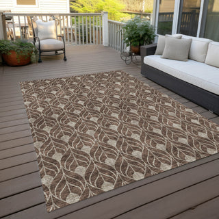 Piper Looms Chantille Geometric ACN931 Brown Machine Washable Area Rug Outdoor Lifestyle Image Feature