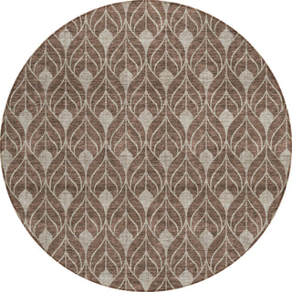 Piper Looms Chantille Geometric ACN931 Brown Machine Washable Area Rug Round Main Image