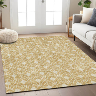 Piper Looms Chantille Geometric ACN931 Gold Machine Washable Area Rug Lifestyle Image Feature