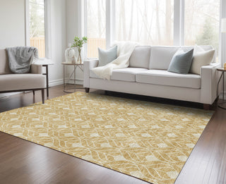 Piper Looms Chantille Geometric ACN931 Gold Machine Washable Area Rug Lifestyle Image Feature