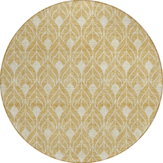 Piper Looms Chantille Geometric ACN931 Gold Machine Washable Area Rug Round Main Image