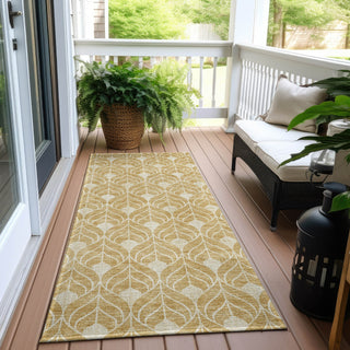 Piper Looms Chantille Geometric ACN931 Gold Machine Washable Area Rug Runner Outdoor Lifestyle Image Feature