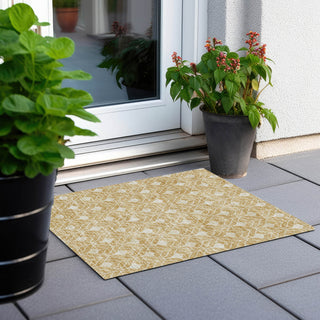 Piper Looms Chantille Geometric ACN931 Gold Machine Washable Area Rug Scatter Outdoor Lifestyle Image Feature