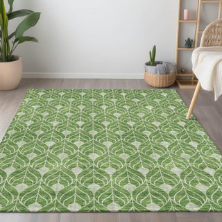 Piper Looms Chantille Geometric ACN931 Green Machine Washable Area Rug Lifestyle Image Feature