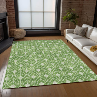 Piper Looms Chantille Geometric ACN931 Green Machine Washable Area Rug Lifestyle Image Feature